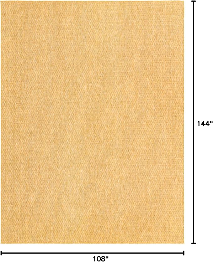 Unique Loom Collection Casual Transitional Solid Heathered Indoor/Outdoor Flatweave Area Rug (9' x 12' Rectangle, Corn Harvest Yellow)