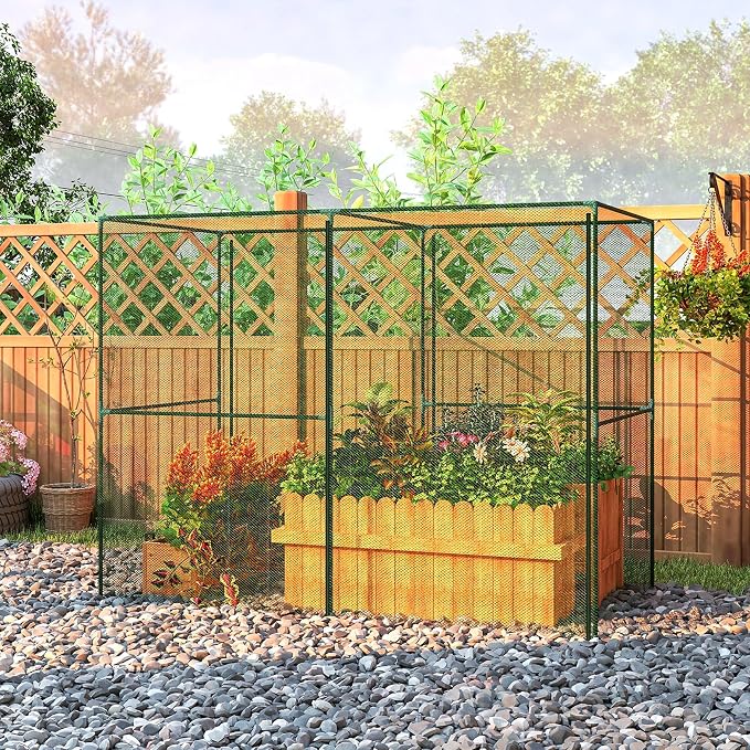 Outsunny 8' x 4' x 6' Crop Cage, Plant Protection Tent with Zippered Doors for Vegetable Garden, Backyard, Green