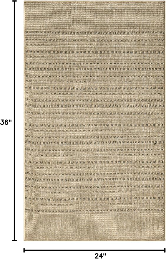 Nourison Home Tulum Taupe 2' x 3' Area Rug - Easy Clean, Non Shedding, Bed Room, Living Room, Dining Room, Kitchen (2' x 3')