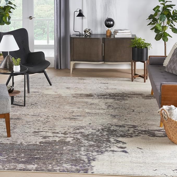 Nourison Home Celestial Ivory Grey 10' x 14' Area Rug - Easy Clean, Non Shedding, Bed Room, Living Room, Dining Room, Kitchen (10' x 14')