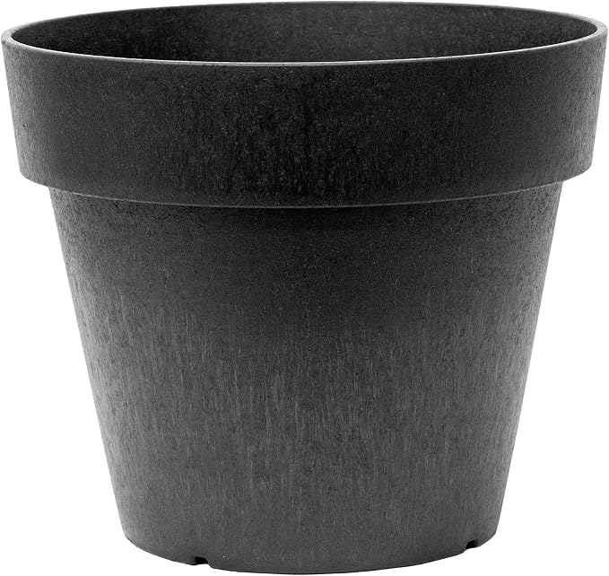 Tierra Verde Indoor & Outdoor Self-Watering Round Planter Pot, Baritone, 18" x 16", Black - Decorative Planting Containers for Plants and Flowers - Gardening and Flowering Accessories