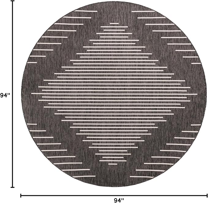 Unique Loom Outdoor Modern Collection Area Rug - Tambor (7' 10" Round, Charcoal Gray/ Ivory)