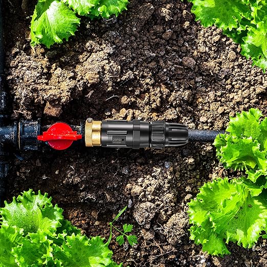 Feekoon 2 Set 25 Psi Drip Irrigation Faucet Adapter Kit 1/2'' Irrigation Tubing to 3/4'' Faucet Water Pressure Regulator Backflow Preventer with Filter, Drip System Parts