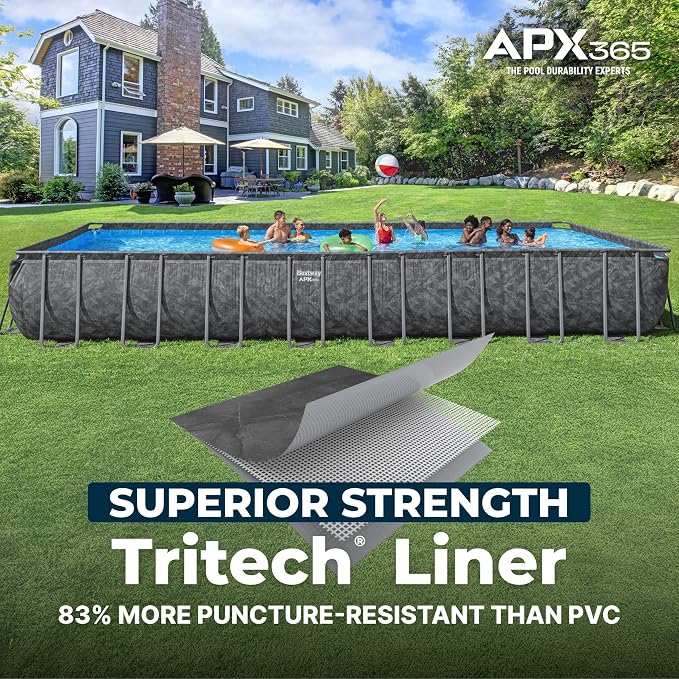 Bestway APX 365 31'4" x 16' x 52" Above Ground Pool Set w/Sand Filter Pump | Long-Lasting All-Season Swimming Pool with Galvanized Steel Frame - Ladder, Cover, and Polysphere Filtration Balls Included