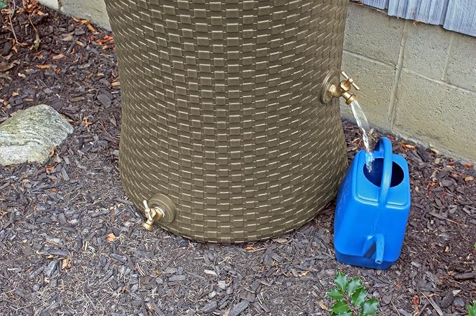 Good Ideas 50 Gallon Nantucket Rain Barrel Planter, Coyote Granite