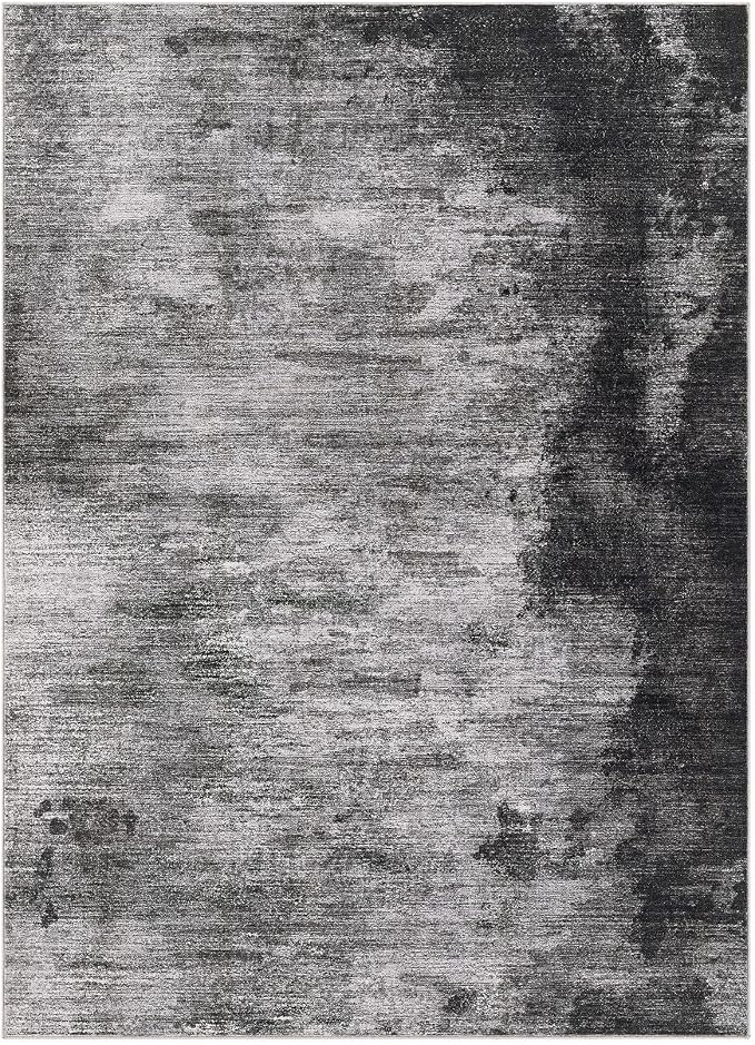 DMOYEST 5x7 Area Rug for Living Room Washable Abstract Indoor Carpet | Neutral Modern Low Pile Rugs Kid & Pet Friendly Soft Thin Carpet for Bedroom Dining Room and Office - Dark Grey