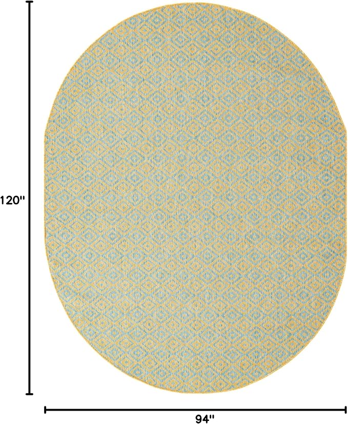 Unique Loom Jill Zarin Jill Zarin Outdoor Collection Area Rug - Costa Rica (7' 10" x 10' Oval, Yellow and Aqua/Light Blue)