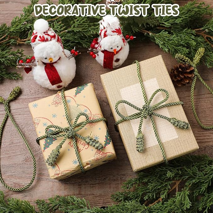 Riakrum 20 Pcs Christmas 20 Inches and 16 Inches Set Decorative Garland Twist Ties Garland Decor for Xmas Holiday Lights Bannisters Stairways Railings (Olive Green)