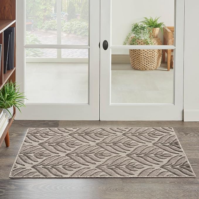 Nourison Home Aloha Charcoal 2'8" x 4' Area Rug - Easy Clean, Non Shedding, Bed Room, Living Room, Dining Room, Kitchen (3' x 4')