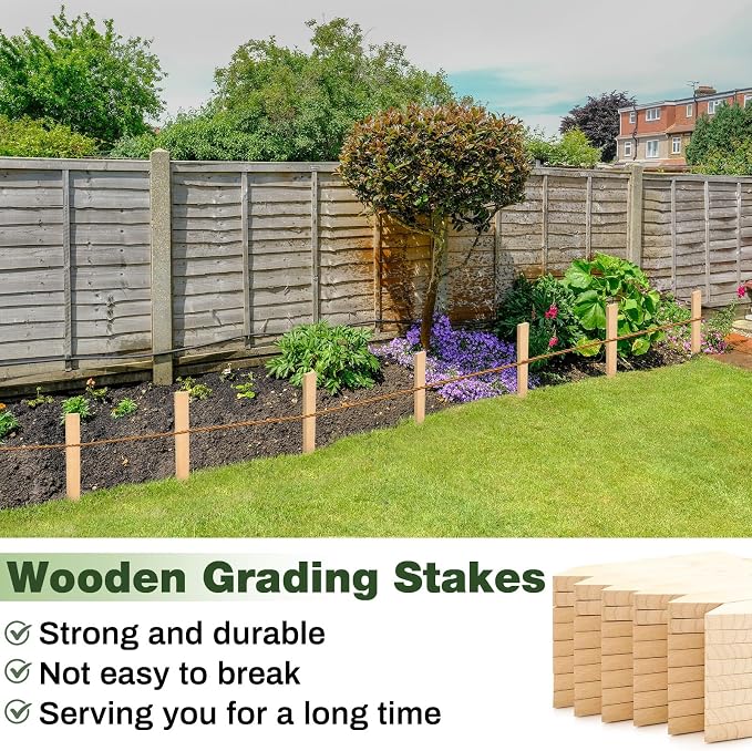 Colingmill 20 Pieces Wooden Garden Stakes 12 Inch Grade and Survey Stakes Wooden Garden and Sign Posts for Plant Support Silt Fence Yard Farm Survey Boundaries Baselines