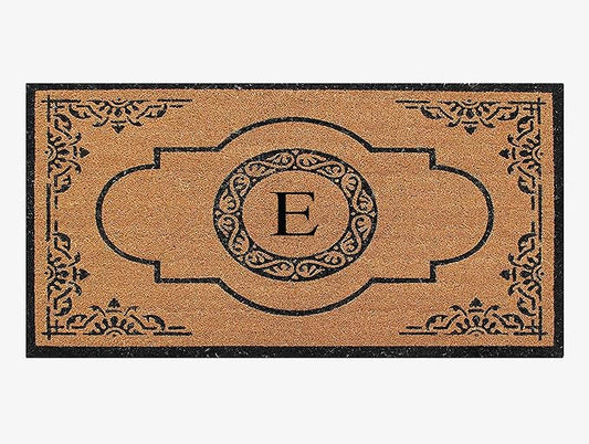 A1HC Natural Coir Monogrammed Doormat for Outside Entrance, Heavy Duty, Low Profile, Anti-Shed Treated Front Door Mat, Easy to Clean, Long Lasting Entryway Doormats - 30"x48"