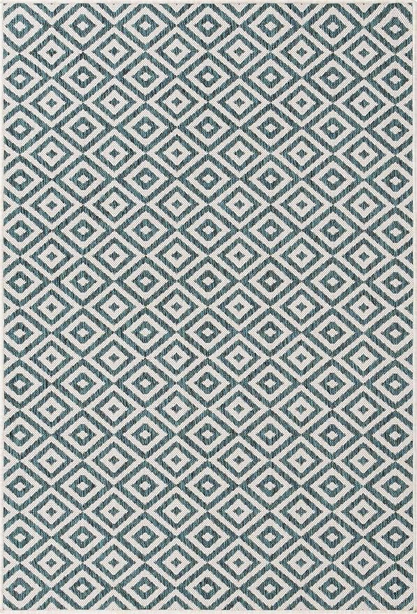 Unique Loom Jill Zarin Outdoor Collection Area Rug - Costa Rica (4' 1'' x 6' 1'' Rectangle, Teal/ Ivory)
