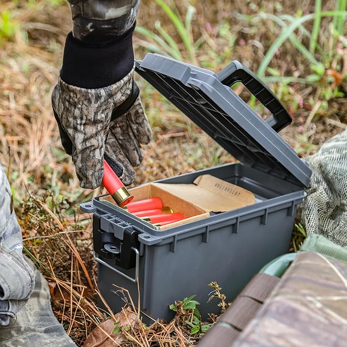 Sheffield Ammo Box Made in USA, Stackable Lockable Ammo Storage Box, Gray | 4 Pack Lockable Storage Box, Water & Dust Resistant Dry Box, Secures Hunting Gear, Gun Accessories, Supplies, Bullets