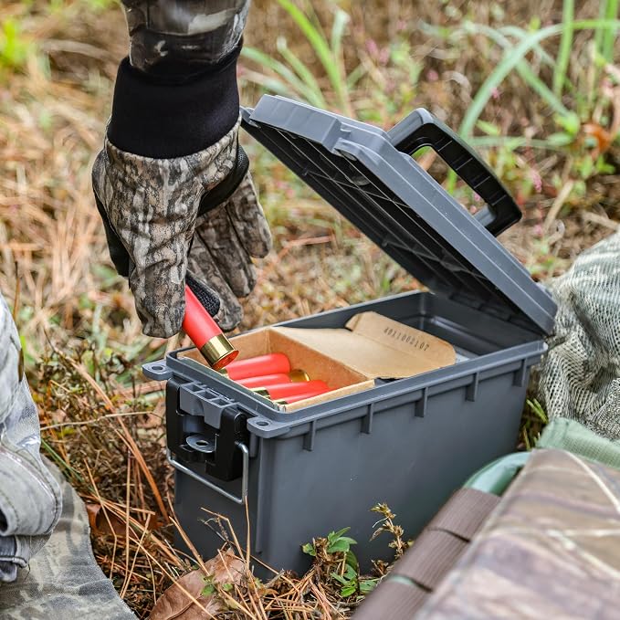 Sheffield Ammo Box Made in USA, Stackable Lockable Ammo Storage Box, Gray | Lockable Storage Box, Water and Dust Resistant Dry Box, Secures Hunting Gear, Gun Accessories, Supplies, and Bullets
