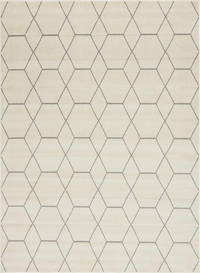 Unique Loom Trellis Frieze Collection Area Rug - Geometric (9' x 12' 2", Ivory/ Gray)