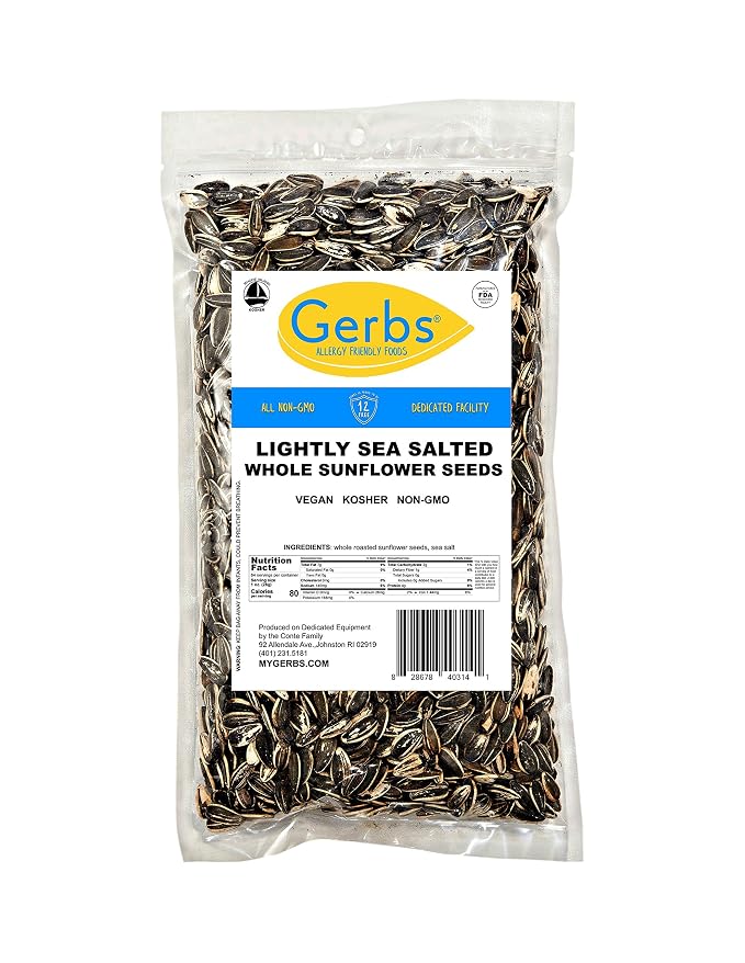 Lightly Sea Salted Sunflower Seed in Shell by Gerbs - 4 LBS - Top 11 Food Allergen Free & Non GMO - Premium Dry Roasted Seeds – COG USA