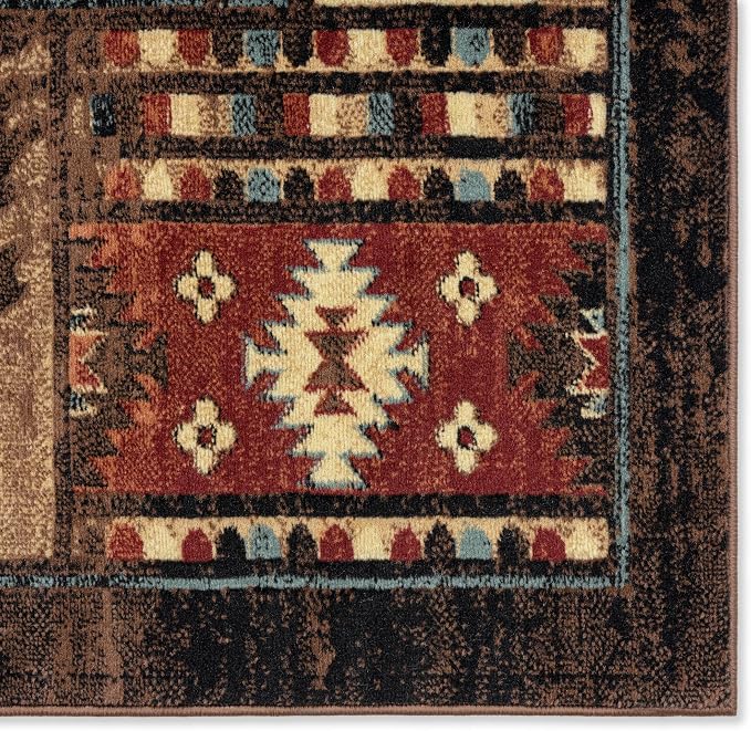 Home Dynamix Buffalo Bear Area Rug, 1'8"x2'7", Brown/Red, Rectangular