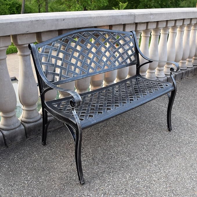Outdoor Aluminum Modern Patio Bench Loveseat