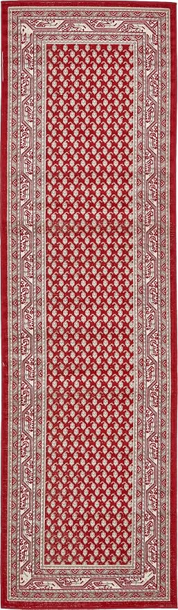 Unique Loom Williamsburg Collection Traditional Border with Dotted Center Area Rug, Runner 2' 9" x 9' 10", Red/Beige