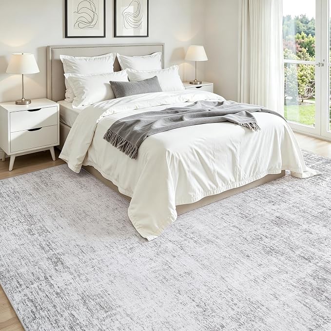 Washable 6x9 Abstract Black Area Rugs for Living Room | Large Modern Neutral Rugs Soft Non Slip Stain Resistant Low Pile Carpet Dining Room Bedroom Indoor Nursery Home Office