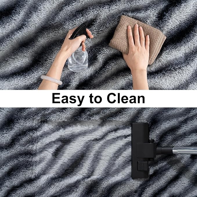 9x12 Large Fluffy Area Rugs for Living Room, Zebra Black White | Upgrade Non-slip, Washable, Flame Resistant, High Pile Big 9 x 12 Shag Rug Plush Carpet for Bedroom Kids Room Dorm Home Decor