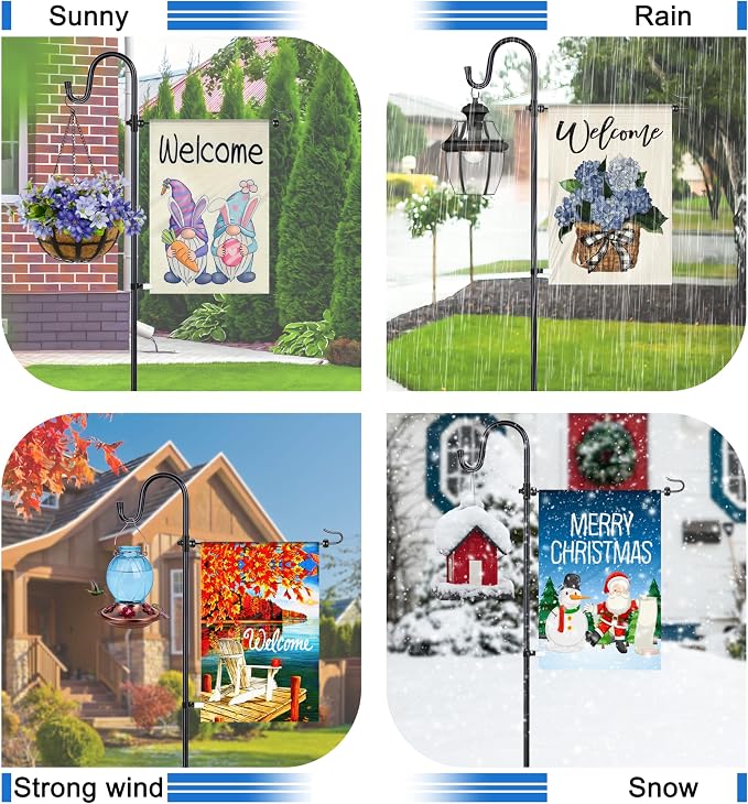 Ottsuls Garden Flag Stand, Heavy Duty Flag Pole Holder with Shepherd Hook for Yard Decoration, 45 INCH Sturdy Yard Flag Post Stake Outdoor Garden Flag Holder for 14''x20'' Flags (Without Flag)