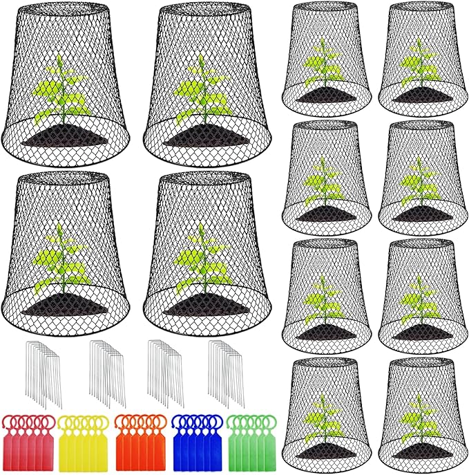 12Pcs Chicken Wire Cloche Plant Covers,Durable Garden Cloches for Plants,Metal Netting Plant Protectors from Animals for Keeping Bunnies Chicken Squirrels Birds Other Out