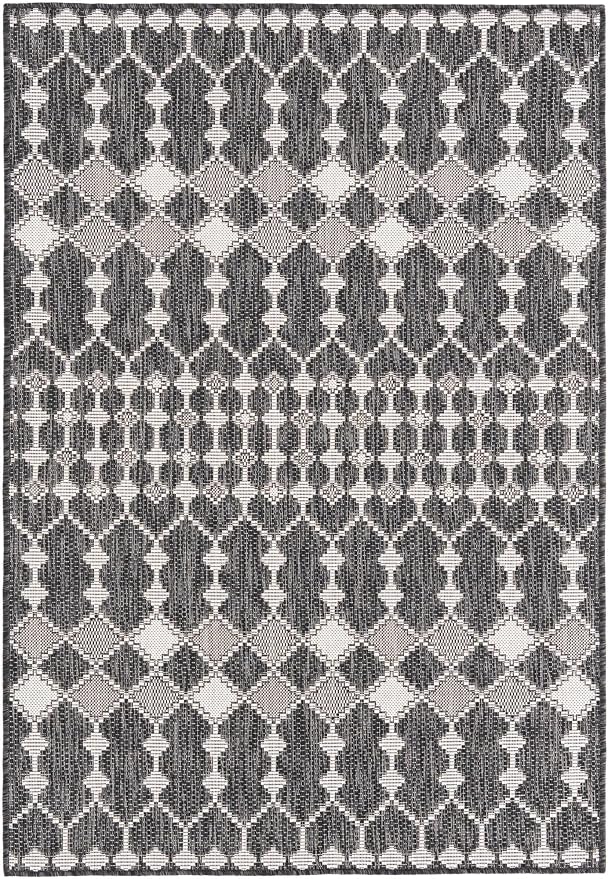 Unique Loom Outdoor Trellis Collection Area Rug - Traliccio (4' 1" x 6' 1" Rectangle, Charcoal/ Ivory)