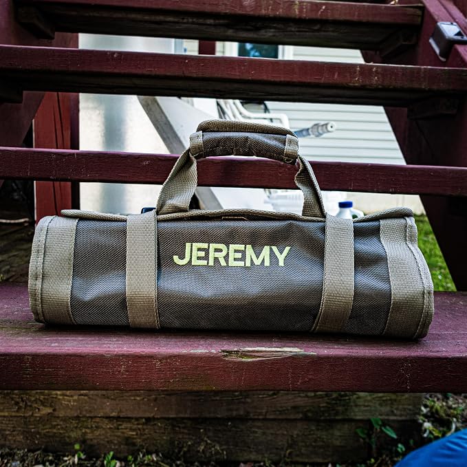 Ryker Personalized Roll Up Tool Bag Organizer Customized Name Gifts for Men | Heavy Duty Fathers day Dad Gifts for him. Small Tool Roll Bag Gifts for Mechanic Electrician Plumber & HVAC Technician Gift