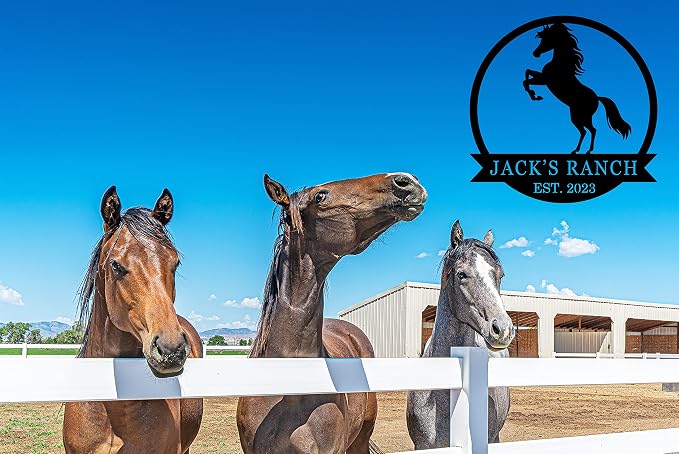Personalized Metal Horse Sign, Custom Family Name Metal Horse Sign for Yard & Garden Decor, Farmhouse Decor, Outdoor Decor