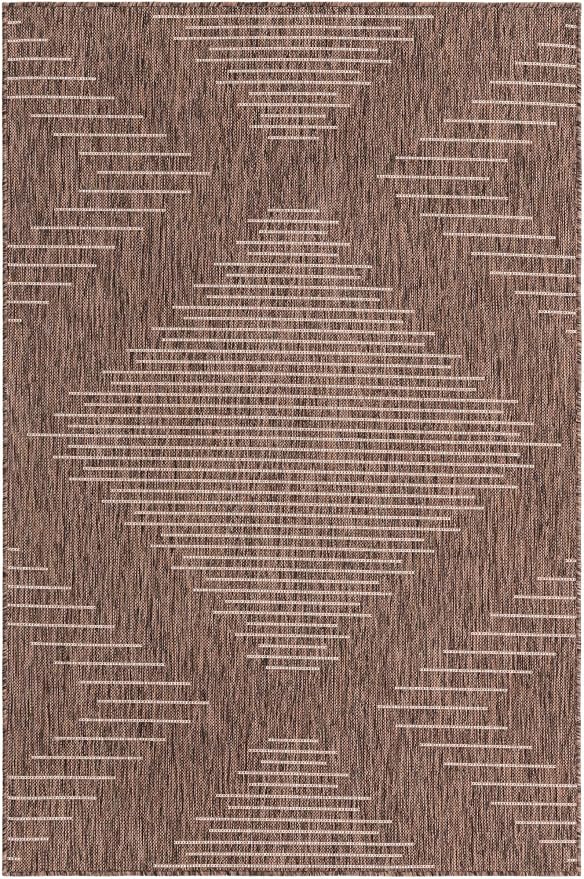 Unique Loom Outdoor Modern Collection Area Rug - Tambor (4' 1" x 6' 1" Rectangle, Brown/ Ivory)