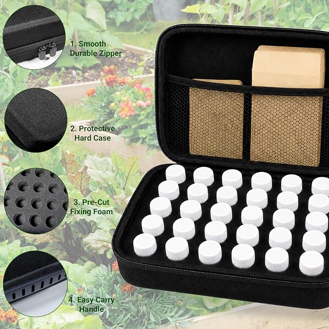 30 Slot Seed Storage Organizer with Seed Binder,For Graden Seeds Storage | Seeds Storage Box with 10-Pockets Seeds Binders, Labels, Registry Card, 20 Seed Envelopes
