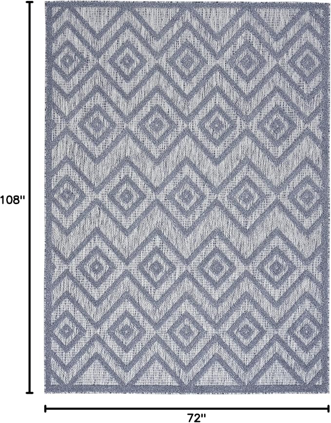 Nourison Home Versatile Denim Blue 6' x 9' Area Rug - Easy Clean, Non Shedding, Bed Room, Living Room, Dining Room, Kitchen (6' x 9')