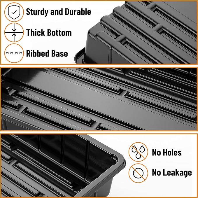 Mr. Pen- Seed Starter Trays, 5 Pack, 17"x10"x2.4" | Durable Plastic Growing Trays, Stackable and Reusable Seedling Starter Kits for Indoor, Outdoor, Greenhouse Gardening