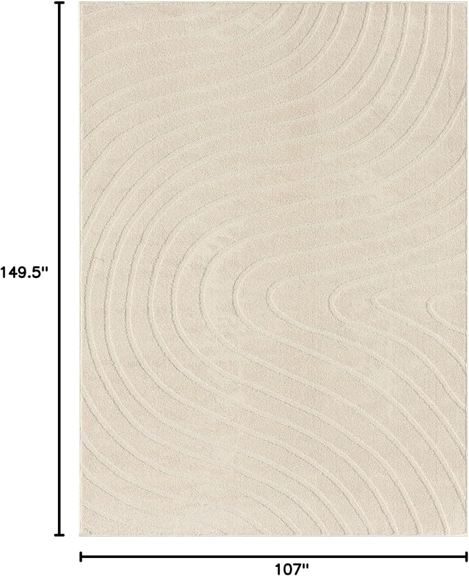 LUXE WEAVERS Modern Geometric Wave Cream 9x12 Area Rug