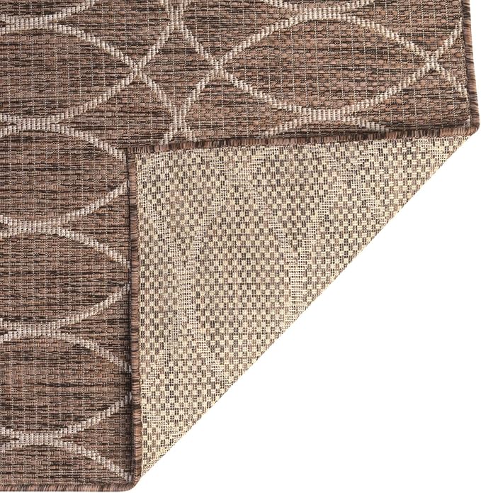 Unique Loom Outdoor Trellis Collection Area Rug - Gitter (9' x 12' Rectangle, Brown/ Ivory)