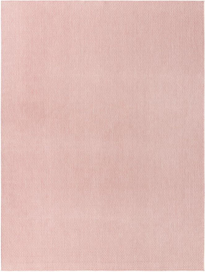 Unique Loom Collection Casual Transitional Solid Heathered Indoor/Outdoor Flatweave Area Rug (9' x 12' Rectangle, Whisper Pink/Ivory)
