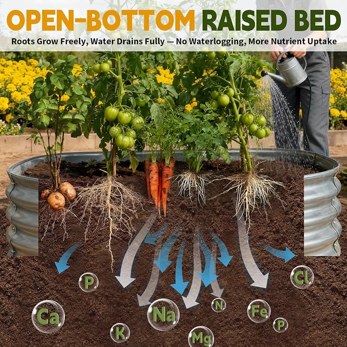 Galvanized Raised Garden Bed Outdoor, Large Raised Bed for Gardening, 3Pcs 4x2x1ft Oval Metal Planter Box for Vegetables, Fruits, Flowers, Silver
