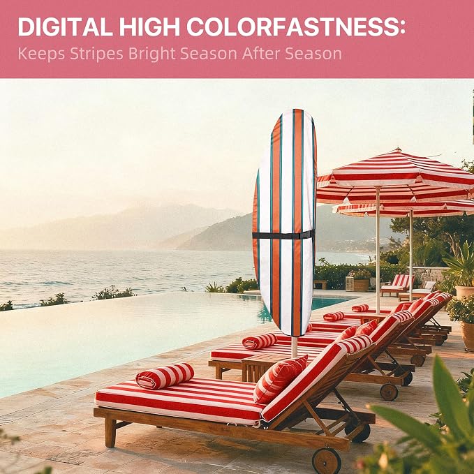 Patio Umbrella Cover, Waterproof Outdoor Umbrella Cover, PU-Coated Polyester Parasol Umbrella Cover with Zipper, Adjustable Strap and a Support Pole, UPF 50+ Windproof Design