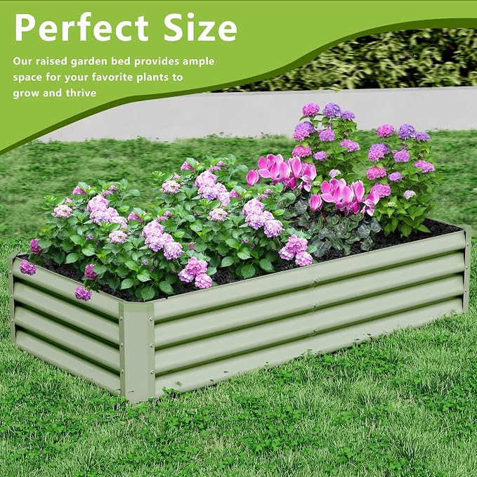 2PCS 4x2x1FT Galvanized Raised Garden Bed, Galvanized Planter Raised Garden Boxes Outdoor, Large Metal Raised Garden Beds for Vegetables-Green