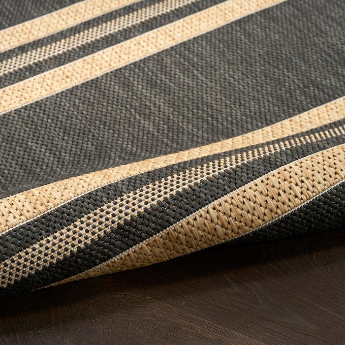 Nourison Home Horizon Indoor/Outdoor Charcoal 2' x 6' Area Rug - Easy Clean, Non Shedding, Bed Room, Living Room, Dining Room, Kitchen (6' Runner)