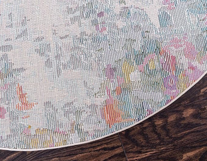 Unique Loom Chromatic Collection Area Rug - Joyous (4' 1" Round Multi/Blue)