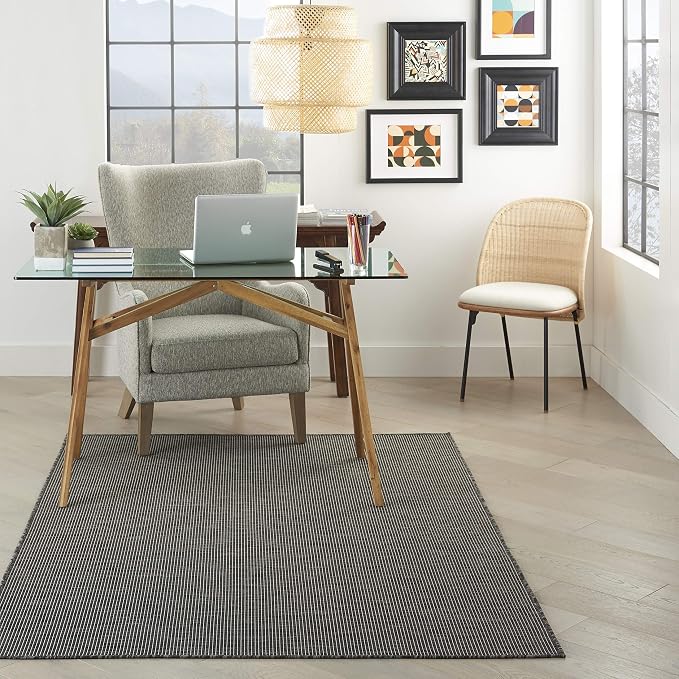 Nourison Home Positano Charcoal 4' x 6' Area Rug - Easy Clean, Non Shedding, Bed Room, Living Room, Dining Room, Kitchen (4' x 6')