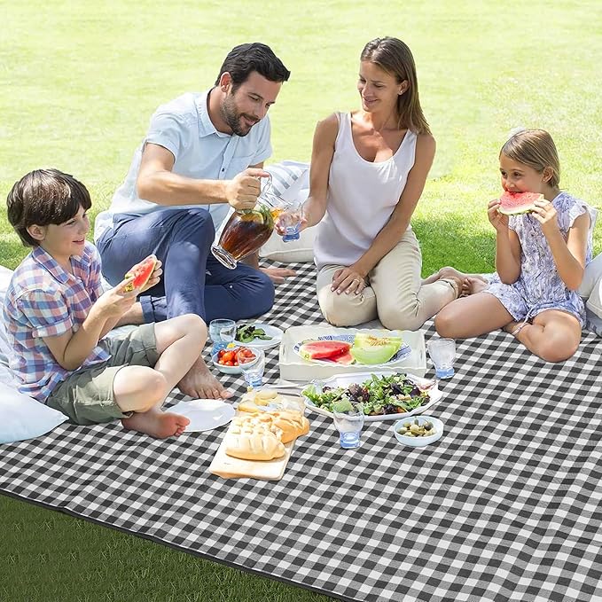 HX&OD Outdoor Picnic Blanket 80"X80" Picnic Mat Extra Large Camping Blanket Beach Blanket Foldable Waterproof Sand Mat Hiking Travel Family Concerts(Blue)