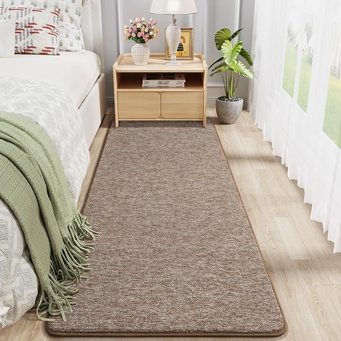 Chicrug Memory Foam 2x6 Runner Rugs for Hallway Entryway Bedroom | Low-Pile Soft Carpet Runner Rug for Kitchen, 6ft Kids Rug for Bedside Dorm Room, Brown and White
