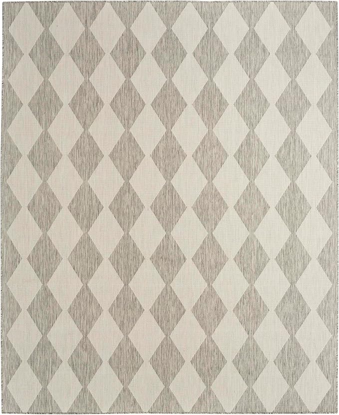 Nourison Home Positano Light Grey 9' x 12' Area Rug - Easy Clean, Non Shedding, Bed Room, Living Room, Dining Room, Kitchen (9' x 12')