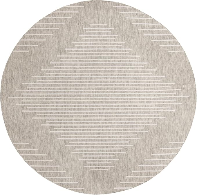 Unique Loom Outdoor Modern Collection Area Rug - Tambor (13' Round, Gray/ Ivory)