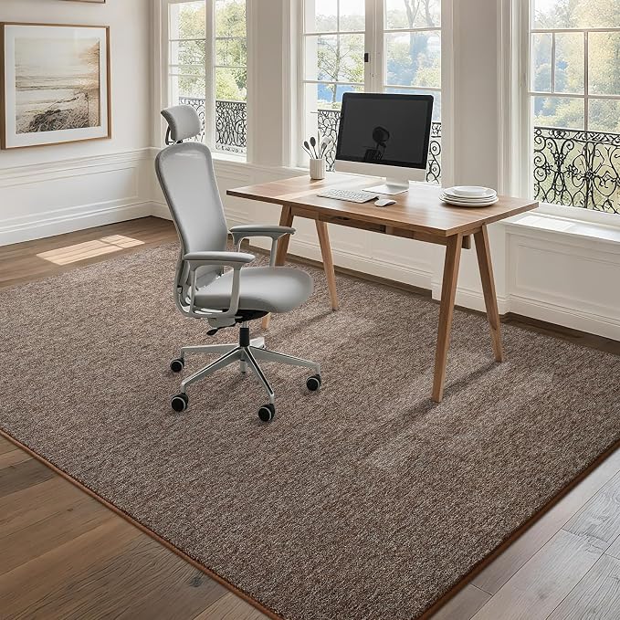 6x9 Brown Area Rug | Washable Memory Foam, Low Pile Non Slip Indoor Carpet for Living Room Bedroom Office Classroom College Dorm Room Home Decor