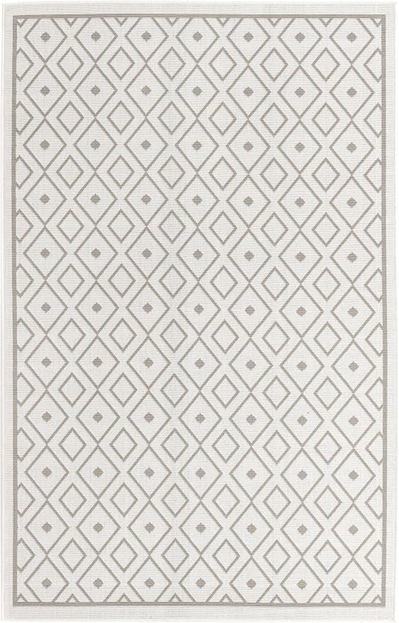 Unique Loom Outdoor Trellis Collection Area Rug - Kafes (5' 3" x 8' Rectangle, Ivory/ Gray)