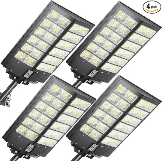 Solar Street Lights Outdoor Waterproof 9000W - LED Solar Powered Street Light Dusk to Dawn with Motion Sensor, Heavy Duty Large Outdoor Solar Lights for Commercial Parking Lot/Garden/Yard/Pathway